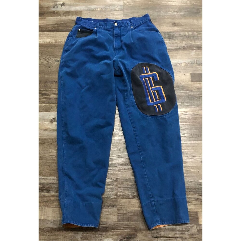 Vintage 90s Exhaust G Money Colorful Jeans34x33 Hip Hop Skater Embroidered Wide
